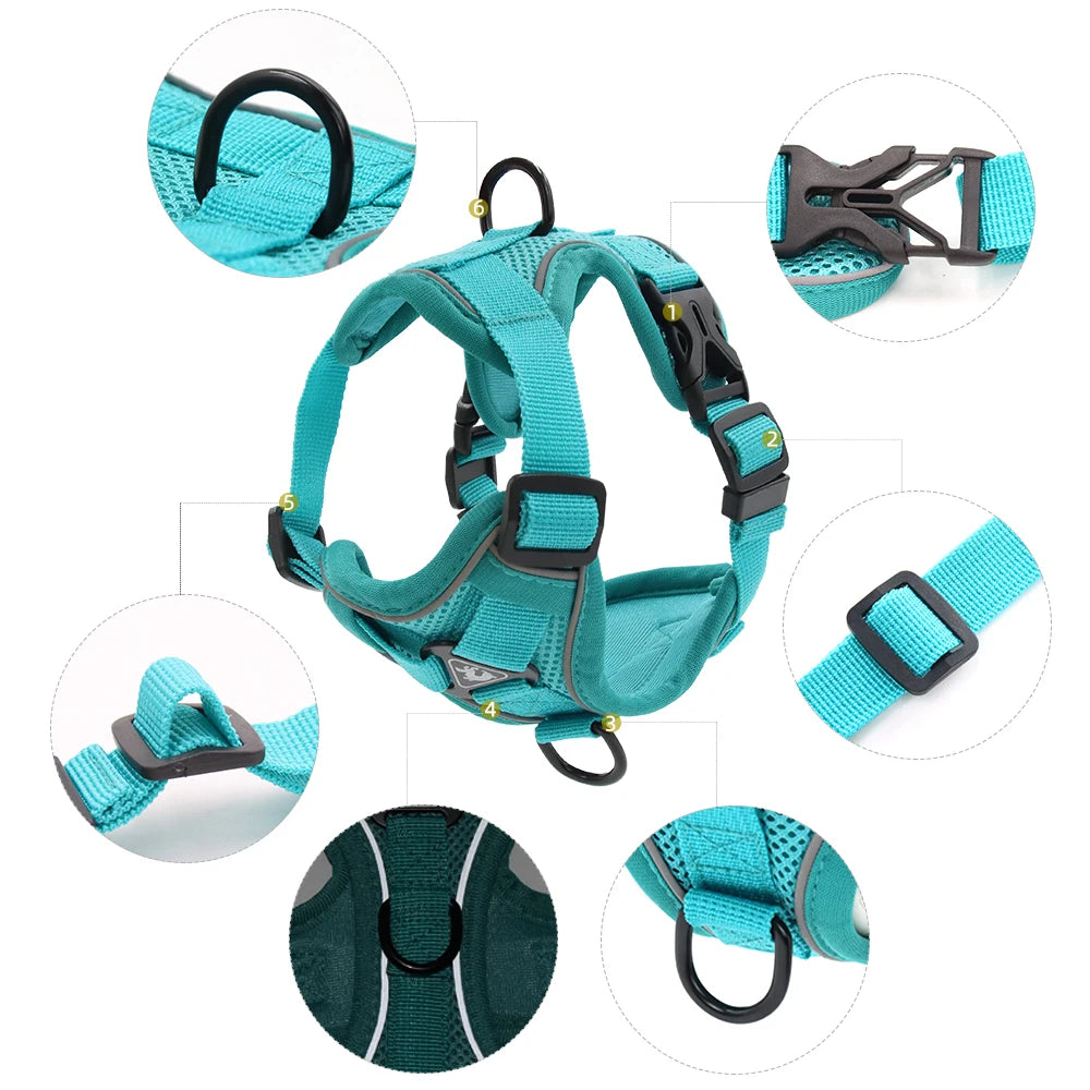 Dog Cat Harness Escape Proof Breathable Leash for Walking Outdoor Easy Control Pet Dog Cat Leash Reflective Harness