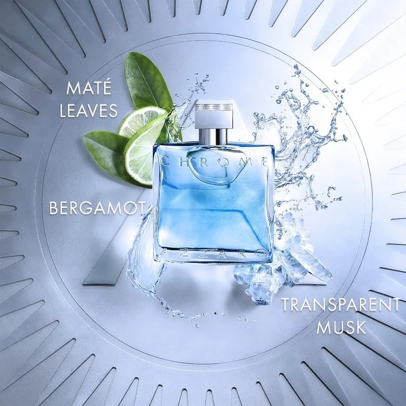 Azzaro Chrome Eau de Toilette - Fresh Aquatic Mens Cologne Lasting Citrus Woody Pheromones Perfume 3.4 Ounce