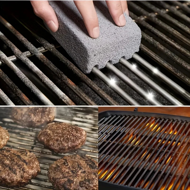 1pc BBQ Grill Cleaning Brick Block BBQ Racks Stains Grease Cleaner Effectively RemoveTool Grey Kitchen Gadgets Barbecue Cleaning
