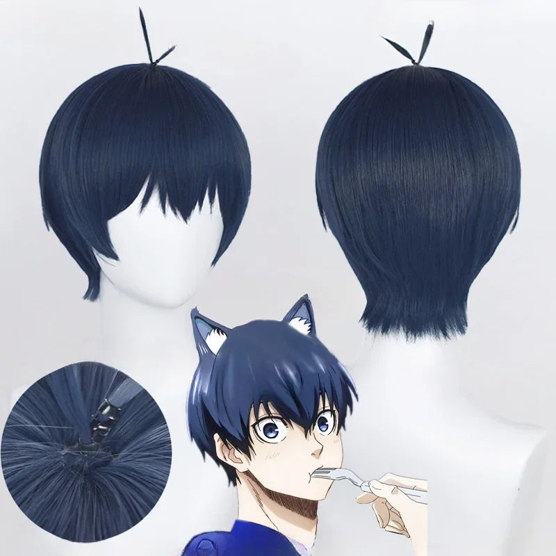 Anime Isagi Yoichi Cosplay Wig Short Black/Blue Cosplay Wigs Heat Resistant Yoichi Isagi Wigs Halloween Party Synthetic Wigs