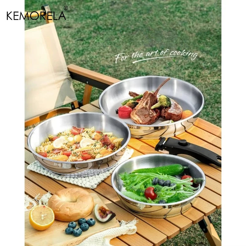 KEMORELA 316 Stainless Steel Pot Set -Stackable Induction Cookware with Removable Handles, Oven Safe Dishwasher Friendly,Durable