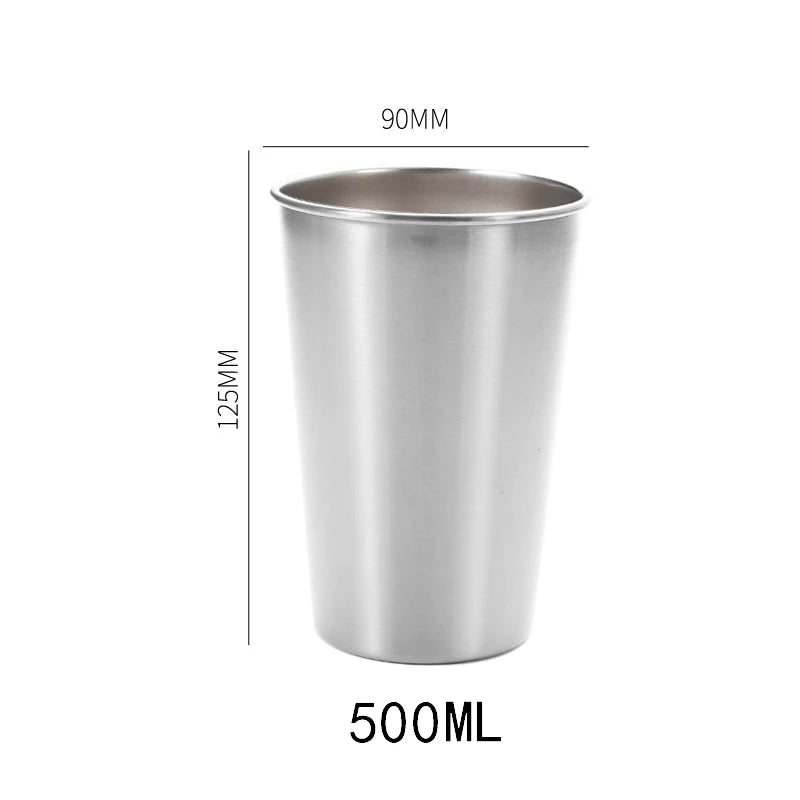 350ml/500ml Stainless Steel Beer Cup Cold Water Drinks Wine Cup Metal Coffee Tumbler Tea Milk Mug for Camping Travel