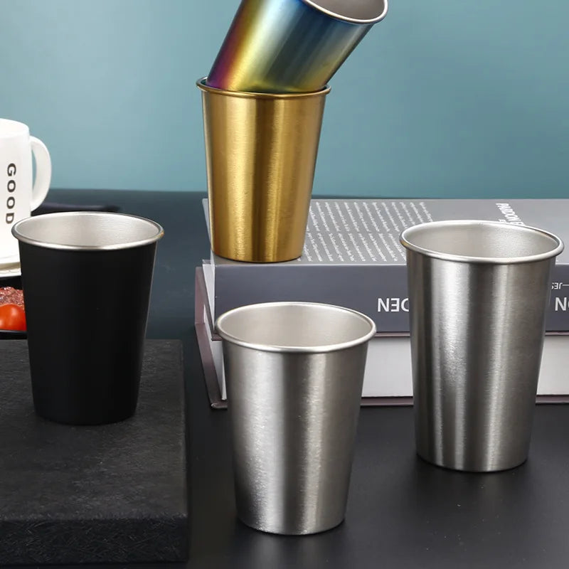 350ml/500ml Stainless Steel Beer Cup Cold Water Drinks Wine Cup Metal Coffee Tumbler Tea Milk Mug for Camping Travel