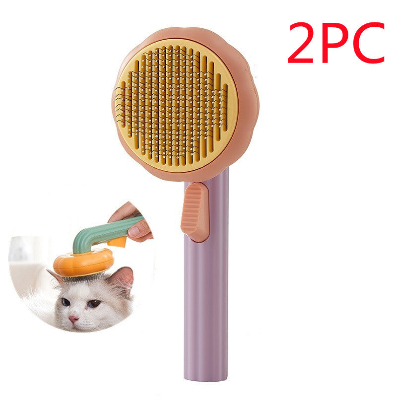 Self Cleaning Cat Brush Handheld Stainless Steel Slicker Brush for Pet Hair Removal